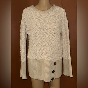 Sabrina Lauren New York Cream Popcorn Peplum Sweater Women’s Large